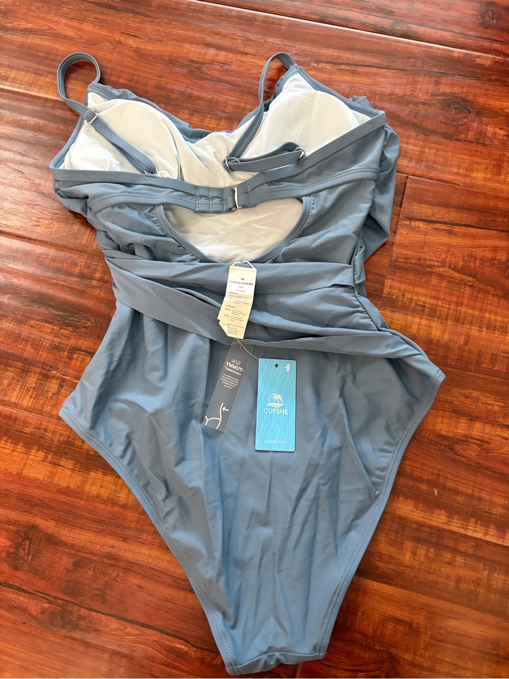 NWT CupShe Blue Ruched One-Piece Swimsuit - size M - Picture 5 of 7